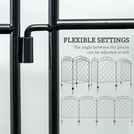 Decorative Garden Fencing 43in x 11.4ft 8PC Rustproof Steel Wire Picket Fence Panels with Swirls - Black