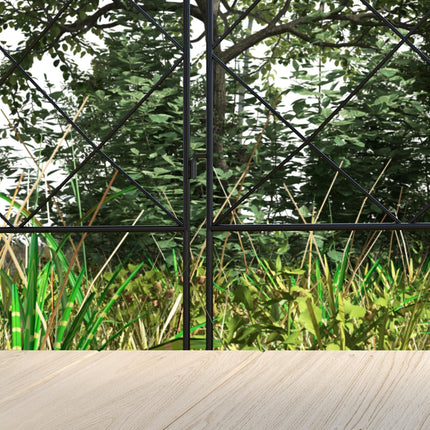 Decorative Garden Fencing 43in x 11.4ft 8PC Rustproof Steel Wire Picket Fence Panels with Swirls - Black
