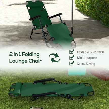 2 Pack 2 in 1 Sun Lounger Folding Reclining Chairs Garden Outdoor Camping Adjust