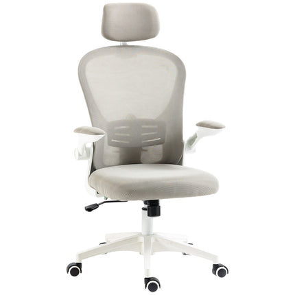 Multi-Adjustable Office Chair with Lumbar Support, Headrest & Mesh Back - Grey