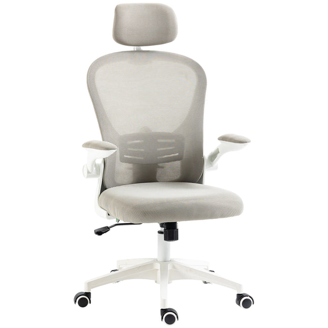 Multi-Adjustable Office Chair with Lumbar Support, Headrest & Mesh Back - Grey