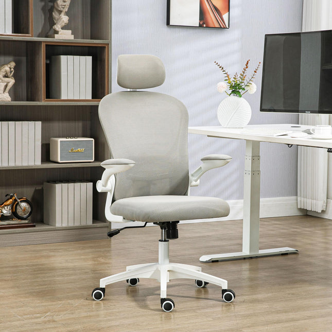 Multi-Adjustable Office Chair with Lumbar Support, Headrest & Mesh Back - Grey