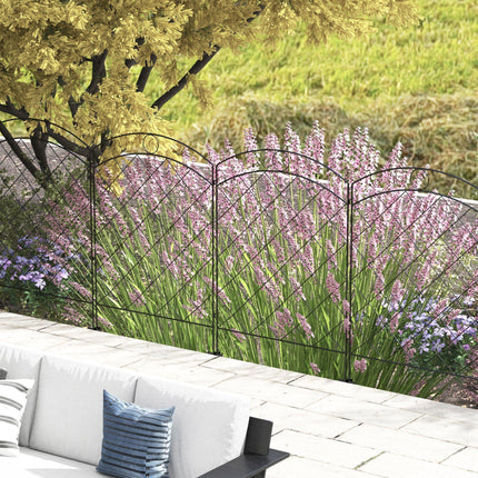 Decorative Garden Fence Panels 43in x 11.4ft 8PC Rustproof Steel Wire Animal Barrier - Black