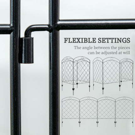 Decorative Garden Fence Panels 43in x 11.4ft 8PC Rustproof Steel Wire Animal Barrier - Black