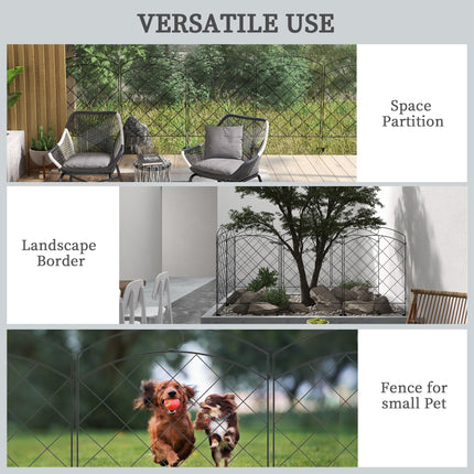 Decorative Garden Fence Panels 43in x 11.4ft 8PC Rustproof Steel Wire Animal Barrier - Black