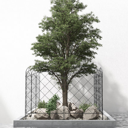 Decorative Garden Fence Panels 43in x 11.4ft 8PC Rustproof Steel Wire Animal Barrier - Black