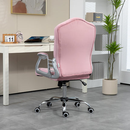 Velvet-Feel Work Chair with Diamante Back - Pink