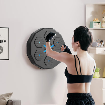 Smart Wall-Mounted Music Boxing Machine with Bluetooth and LED Light - Black