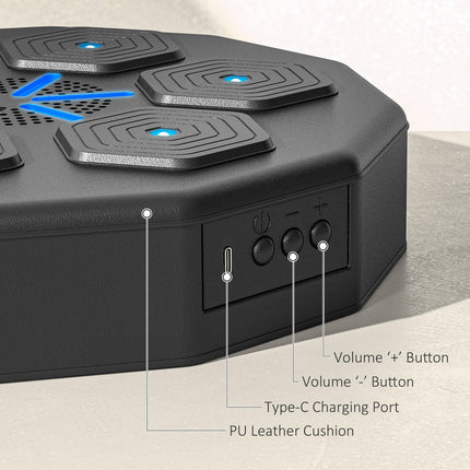 Smart Wall-Mounted Music Boxing Machine with Bluetooth and LED Light - Black