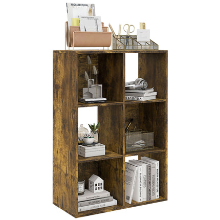 3-Tier 6-Cube Particle Board Storage Cabinet Bookcase Organizer - Rustic Brown