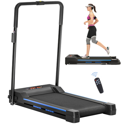 Motorised Folding Home Treadmill with LCD Monitor - Blue