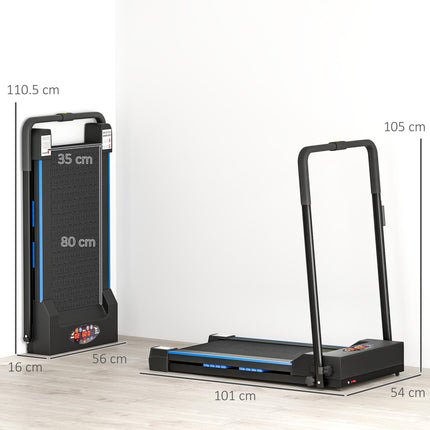 Motorised Folding Home Treadmill with LCD Monitor - Blue