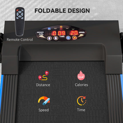 Motorised Folding Home Treadmill with LCD Monitor - Blue