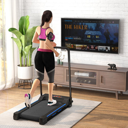 Motorised Folding Home Treadmill with LCD Monitor - Blue