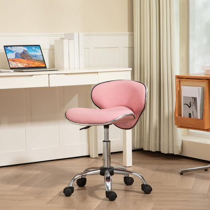 Adjustable Rolling Swivel Beauty Salon Stool with Casters - Pink