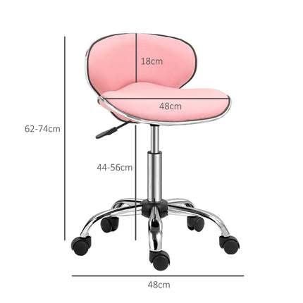 Adjustable Rolling Swivel Beauty Salon Stool with Casters - Pink