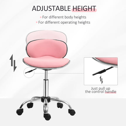 Adjustable Rolling Swivel Beauty Salon Stool with Casters - Pink