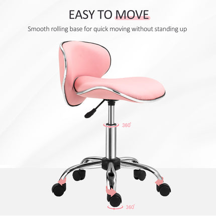 Adjustable Rolling Swivel Beauty Salon Stool with Casters - Pink