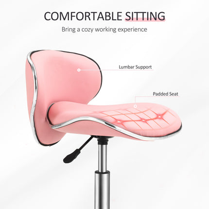 Adjustable Rolling Swivel Beauty Salon Stool with Casters - Pink