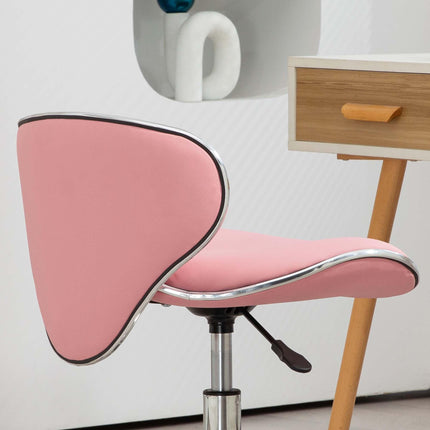 Adjustable Rolling Swivel Beauty Salon Stool with Casters - Pink