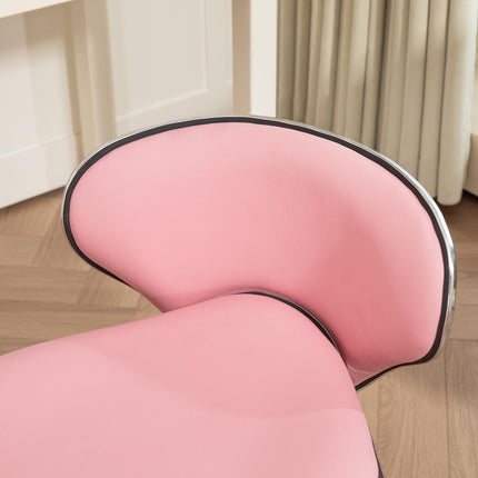 Adjustable Rolling Swivel Beauty Salon Stool with Casters - Pink