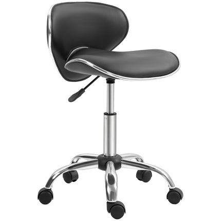 Adjustable Rolling Swivel Beauty Salon Stool with Backrest - Black