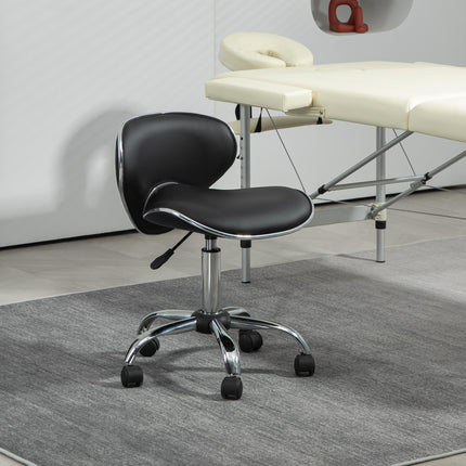 Adjustable Rolling Swivel Beauty Salon Stool with Backrest - Black