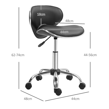 Adjustable Rolling Swivel Beauty Salon Stool with Backrest - Black