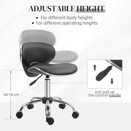 Adjustable Rolling Swivel Beauty Salon Stool with Backrest - Black