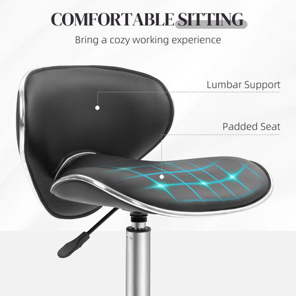 Adjustable Rolling Swivel Beauty Salon Stool with Backrest - Black