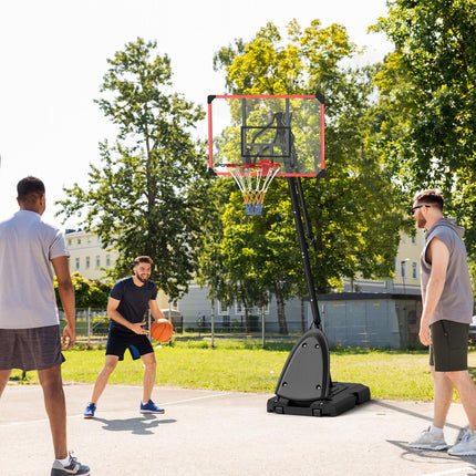 Adjustable 2.4-2.9m Basketball Hoop and Stand with Weighted Base and Wheels - Red