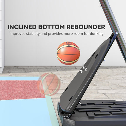Adjustable 2.4-2.9m Basketball Hoop and Stand with Weighted Base and Wheels - Red