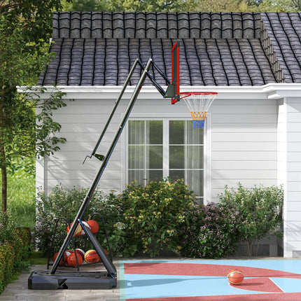Adjustable 2.4-2.9m Basketball Hoop and Stand with Weighted Base and Wheels - Red