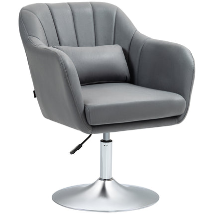 Swivel Microfibre Accent Chair with Adjustable Height, Lumbar Support & Armrests for Living Room, Bedroom, Office - Dark Grey