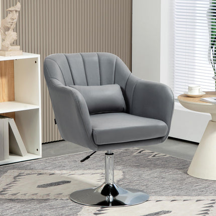 Swivel Microfibre Accent Chair with Adjustable Height, Lumbar Support & Armrests for Living Room, Bedroom, Office - Dark Grey