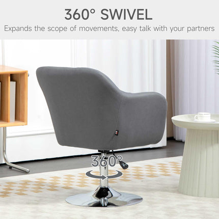 Swivel Microfibre Accent Chair with Adjustable Height, Lumbar Support & Armrests for Living Room, Bedroom, Office - Dark Grey