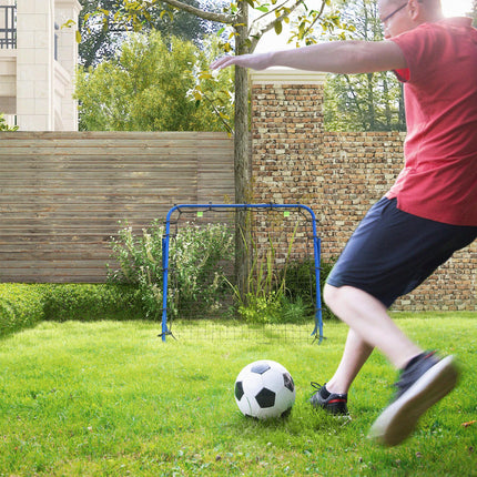 Adjustable Football Rebounder Net Kickback Target Goal for Teens and Adults - Blue