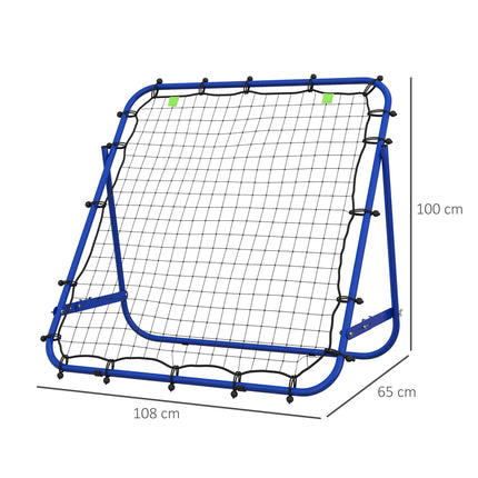 Adjustable Football Rebounder Net Kickback Target Goal for Teens and Adults - Blue