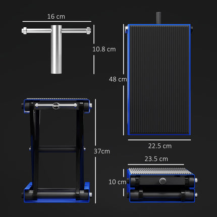 500KG Adjustable Motorcycle Lift Scissor Jack with Anti-Slip Wide Deck for Garage Use - Blue