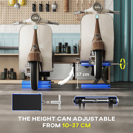 500KG Adjustable Motorcycle Lift Scissor Jack with Anti-Slip Wide Deck for Garage Use - Blue
