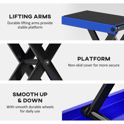 500KG Adjustable Motorcycle Lift Scissor Jack with Anti-Slip Wide Deck for Garage Use - Blue
