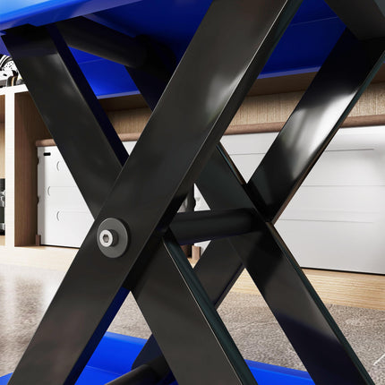 500KG Adjustable Motorcycle Lift Scissor Jack with Anti-Slip Wide Deck for Garage Use - Blue