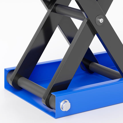 500KG Adjustable Motorcycle Lift Scissor Jack with Anti-Slip Wide Deck for Garage Use - Blue