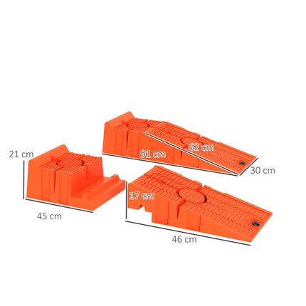 Heavy Duty 5 Ton Plastic Garage Car Service Ramps 1 Pair - Orange