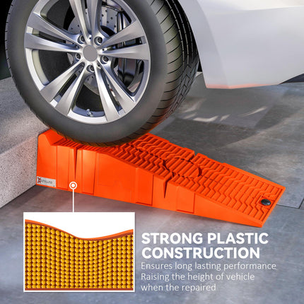 Heavy Duty 5 Ton Plastic Garage Car Service Ramps 1 Pair - Orange