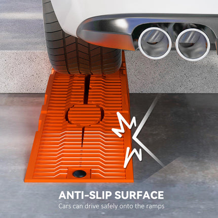 Heavy Duty 5 Ton Plastic Garage Car Service Ramps 1 Pair - Orange