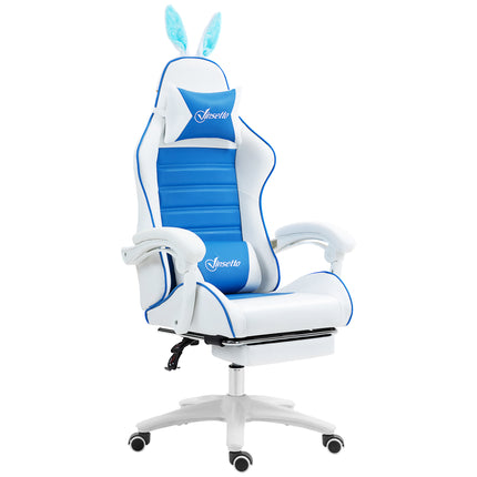 Racing Gaming Chair, Reclining PU Leather Computer Chair with Removable Rabbit E