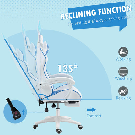 Racing Gaming Chair, Reclining PU Leather Computer Chair with Removable Rabbit E
