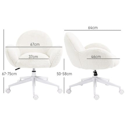 Makeup Vanity Chair with Rolling Wheels and Fluffy Upholstery - Cream White