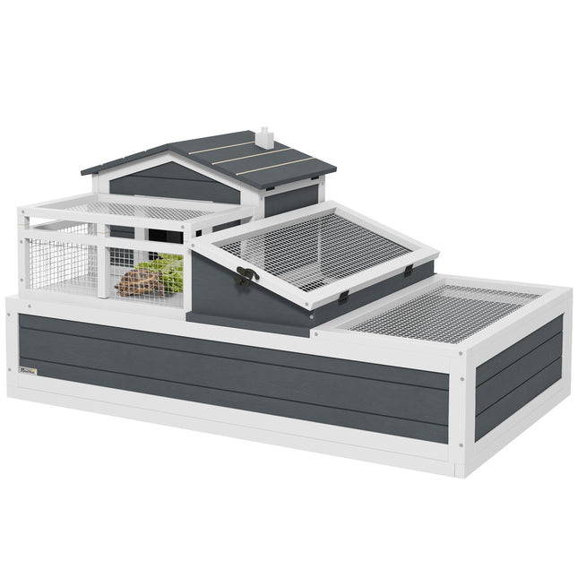 Tortoise House 3-Room 2-Story Habitat with Ladder, Balcony & Openable Roof - Grey